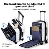 BISON DENIM 20 Inch Carry On Luggage, PC Lightweight Hardside Expandable Carry - On Luggage Airline Approved With Spinner Wheels, Front Compartment, Cup Holde, TSA - approved Lock, USB Port