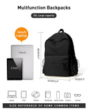 BJLFS Black School Backpack for Girls Women, Waterproof High School Book Bag Cute Backpack for Men Teens Boys, Small Lightweight Simple Basic Middle School Back Pack Daypack Mochilas Escolares para
