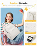 BJLFS White Backpack for School Women Girls, Waterproof Bookbag Cute High School Back pack for Men Teen Boys, Lightweight Travel College Backpack Mochilas Escolares para Casual Daypack Rucksack