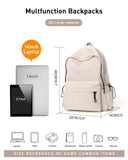 BJLFS White School Backpack for Girls Women, Waterproof High School Book Bag Cute Backpack for Men Teens Boys, Lightweight Mini Classic Basic College Backpack Middle School Back Pack Daypack