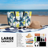 BJQ Beach Tote Bag for Women Palm Trees Pattern Beach Bag Waterproof and Sandproof Pool Tote Bag with Wet Bag Cute Large Cruise Travel Bag for Weekend Travel