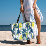 BJQ Beach Tote Bag for Women Palm Trees Pattern Beach Bag Waterproof and Sandproof Pool Tote Bag with Wet Bag Cute Large Cruise Travel Bag for Weekend Travel