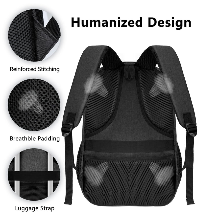 Black Backpack for Men Women, School Backpack for Boys Girls Teens, 15.6 Inch Laptop Backpacks with Reinforced Straps, Water Resistent Book bag, Work College Bookbag, back pack, Mochila para hombre