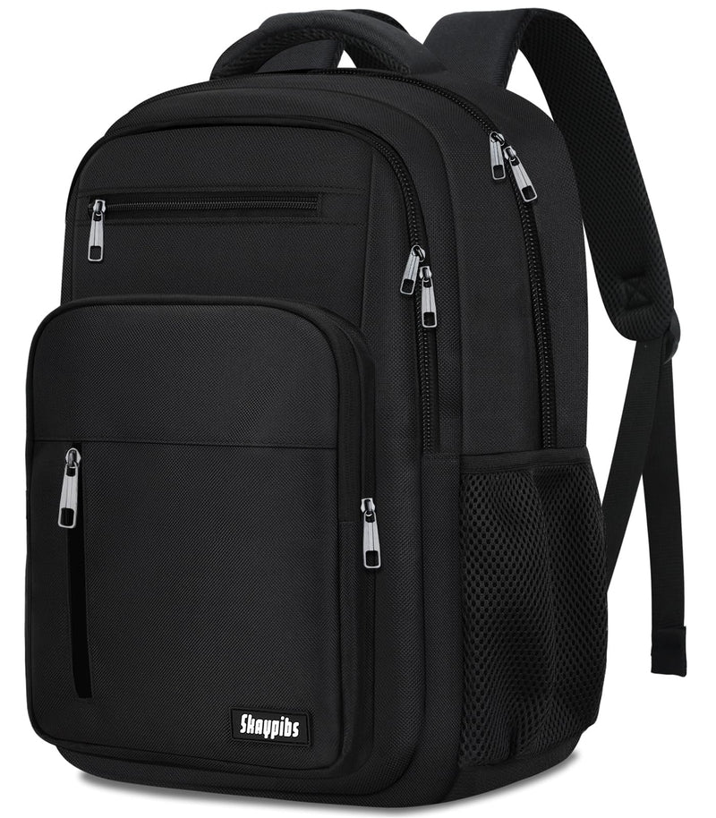Black Backpack for Men Women, School Backpack for Boys Girls Teens, 15.6 Inch Laptop Backpacks with Reinforced Straps, Water Resistent Book bag, Work College Bookbag, back pack, Mochila para hombre