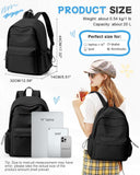 Black Backpack for School, High School Bookbag Back Pack for Teens Girls Boys, Lightweight College Backpack Book Bag for Women Men, Simple Casual Daypack Backpack Mochilas Escolares para Adolescentes
