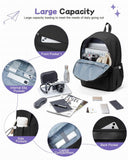 Black Backpack for School, High School Bookbag Back Pack for Teens Girls Boys, Lightweight College Backpack Book Bag for Women Men, Simple Casual Daypack Backpack Mochilas Escolares para Adolescentes