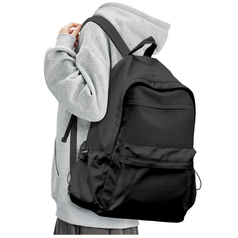 Black Backpack for School, High School Bookbag Back Pack for Teens Girls Boys, Lightweight College Backpack Book Bag for Women Men, Simple Casual Daypack Backpack Mochilas Escolares para Adolescentes