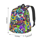 Black Blue Graffiti Multipurpose School Bag Bookbag for Teenage Boys Girls Daily Backpack
