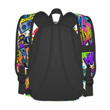 Black Blue Graffiti Multipurpose School Bag Bookbag for Teenage Boys Girls Daily Backpack