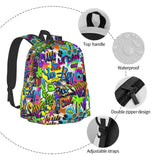 Black Blue Graffiti Multipurpose School Bag Bookbag for Teenage Boys Girls Daily Backpack