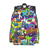 Black Blue Graffiti Multipurpose School Bag Bookbag for Teenage Boys Girls Daily Backpack