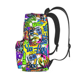 Black Blue Graffiti Multipurpose School Bag Bookbag for Teenage Boys Girls Daily Backpack