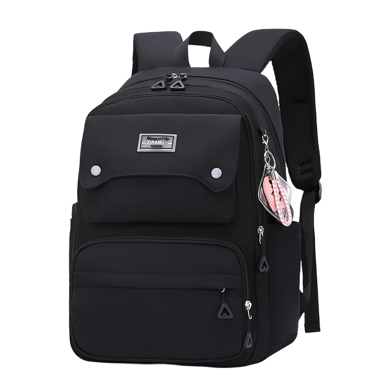 Black Kids Backpack for Girls, Middle School Bag Teen Girls Backpack Multi - Pocket Bookbags