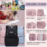 Black Kids Backpack for Girls, Middle School Bag Teen Girls Backpack Multi - Pocket Bookbags