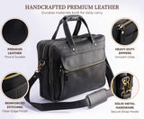 Black Leather Messenger Bag for Men, Genuine Leather Briefcase Fits 15 Inch Work Satchel for Office, Business, and Travel Use