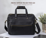Black Leather Messenger Bag for Men, Genuine Leather Briefcase Fits 15 Inch Work Satchel for Office, Business, and Travel Use