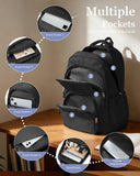 Black School Backpack for Women Men Cute Backpack for College Students Lightweight High School bag for Teens Girls Boys Waterproof Casual Daypacks Bookbag