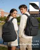 Black School Backpack for Women Men Cute Backpack for College Students Lightweight High School bag for Teens Girls Boys Waterproof Casual Daypacks Bookbag