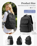 Black School Backpack for Women Men Cute Backpack for College Students Lightweight High School bag for Teens Girls Boys Waterproof Casual Daypacks Bookbag