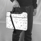 Black White Speck Print Laptop Sleeve Case Computer Bag With Handle Compatible Carrying Bag With 13 - 15.6 Inch