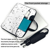 Black White Speck Print Laptop Sleeve Case Computer Bag With Handle Compatible Carrying Bag With 13 - 15.6 Inch