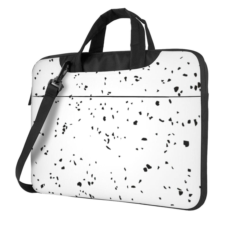 Black White Speck Print Laptop Sleeve Case Computer Bag With Handle Compatible Carrying Bag With 13 - 15.6 Inch