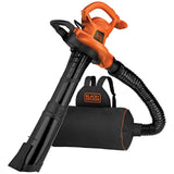 BLACK+DECKER Leaf Blower, Leaf Vacuum and Mulcher 3 in 1, Backpack Blowers for Lawn Care,250 mph Airflow, 400 cfm Delivery Power, Reusable Bag Included, Corded (BEBL7000)