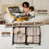BLINGCOOL 8 Set Packing Cubes for Travel with Clear Toiletry Bag, Durable Luggage Packing Organizers, Carry - On Accessories, TSA Approved See - Through Cubes, Space - Saving Storage Bags, Gifts for Women