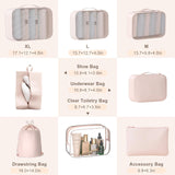 BLINGCOOL 8 Set Packing Cubes for Travel with Clear Toiletry Bag, Durable Luggage Packing Organizers, Carry - On Accessories, TSA Approved See - Through Cubes, Space - Saving Storage Bags, Gifts for Women