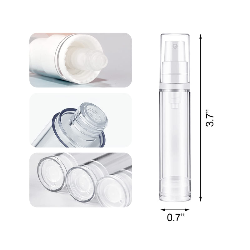 BlingKingdom 3pcs Empty Airless Pump Bottle Refillable Clear Travel Lotion Containers Vacuum Cosmetic Container Press Bottles for DIY Foundation, Gel, Essence, Lotion, Moisturiser (10Ml), 3.0 Count