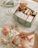 Blissful Diary Baby Diaper Caddy Organizer, Stylish Storage Basket for Newborn Essentials and Diaper Station, Gift for Baby Shower and Registry Must - Have, Sage Green