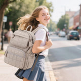 Bluboon Backpack for Girls Kids School Backpacks Bow Quilted Bookbag Multiple Pockets Lightweight 15.6 Laptop Backpack for Elementary Primary Middle School