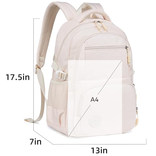 Bluboon Backpacks for School Girls Backpack Kids Bookbag Cute Backpack 8-12 School Supplies (Beige)
