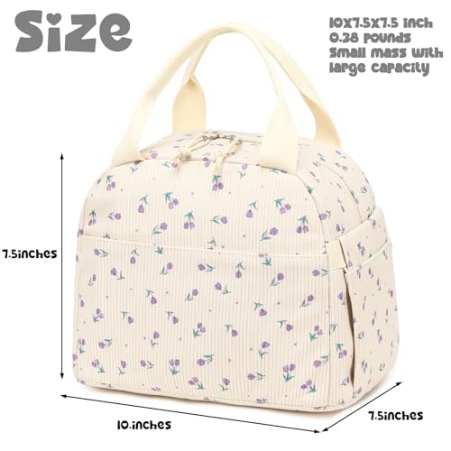 Bluboon Lunch Bag for Women Men Cute Corduroy Lunch Tote Bags Reusable Insulated Lunch Box Large Capacity Reusable Insulated Cooler for Work Picnic or Travel