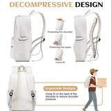 Bluboon School Backpack for Teen Girls Women Laptop Backpack College Bookbags Middle School Travel Work Commuter Back Pack(Solid Beige)