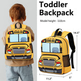 Bluboon Toddler Backpack Boy Girls Preschool School Bus Bookbag Kindergarten 3D Daycare Bags Lunch Box Medium Yellow Red