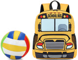 Bluboon Toddler Backpack Boy Girls Preschool School Bus Bookbag Kindergarten 3D Daycare Bags Lunch Box Medium Yellow Red