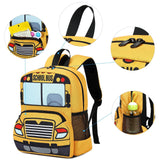 Bluboon Toddler Backpack Boy Girls Preschool School Bus Bookbag Kindergarten 3D Daycare Bags Lunch Box Medium Yellow Red