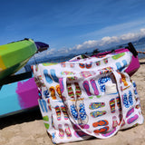 Bluboon Waterproof Beach Tote Pool Bags for Women Ladies Extra Large Gym Tote Carry On Bag With Wet Compartment for Weekender Travel (slipper)