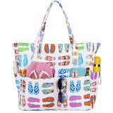 Bluboon Waterproof Beach Tote Pool Bags for Women Ladies Extra Large Gym Tote Carry On Bag With Wet Compartment for Weekender Travel (slipper)