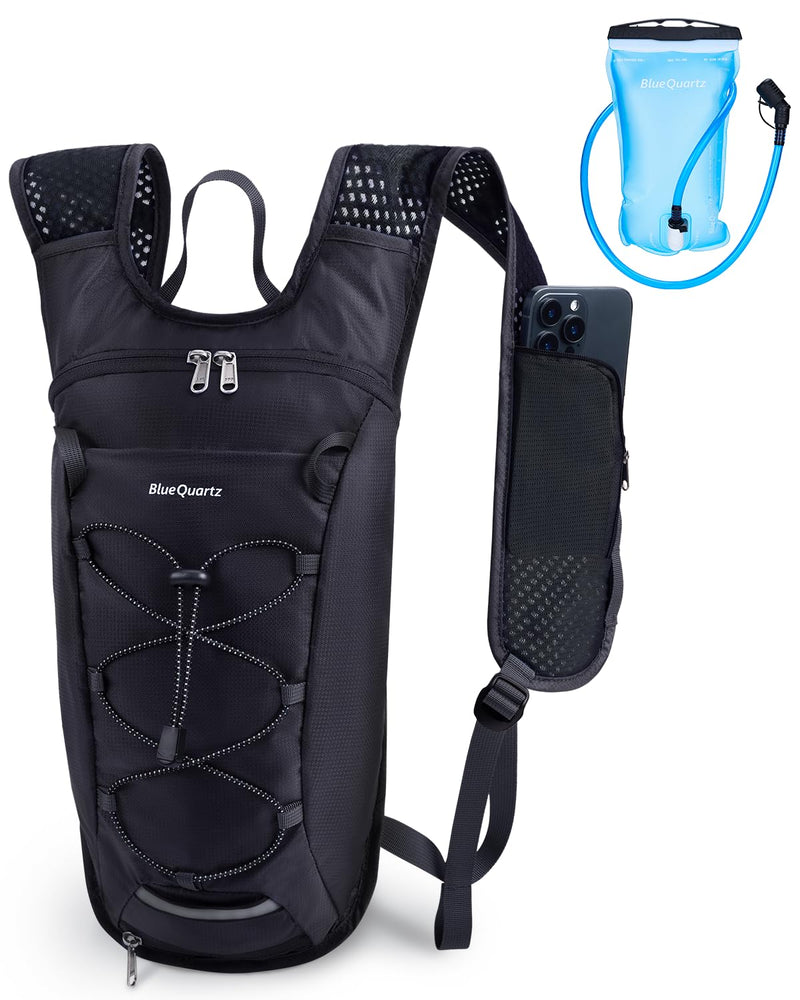 Blue Quartz Hydration Backpack with 2L Water Bladder, Hiking Water Backpack for Women Men, Lightweight Cycling Daypack with Phone Pocket & Helmet Net Bag, Hydration Pack for Biking, Running, Skiing