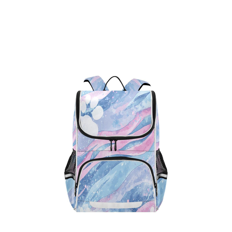 Blue Tigerstripe Pawprint Specks Waves Kids Toddler Backpack for Boys & Girls 1 PC School Travel Simple Modern Backpack for Teens Men Women Schoolbag Bookbags for Elementary Middle Preschool