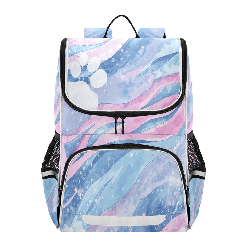 Blue Tigerstripe Pawprint Specks Waves Kids Toddler Backpack for Boys & Girls 1 PC School Travel Simple Modern Backpack for Teens Men Women Schoolbag Bookbags for Elementary Middle Preschool