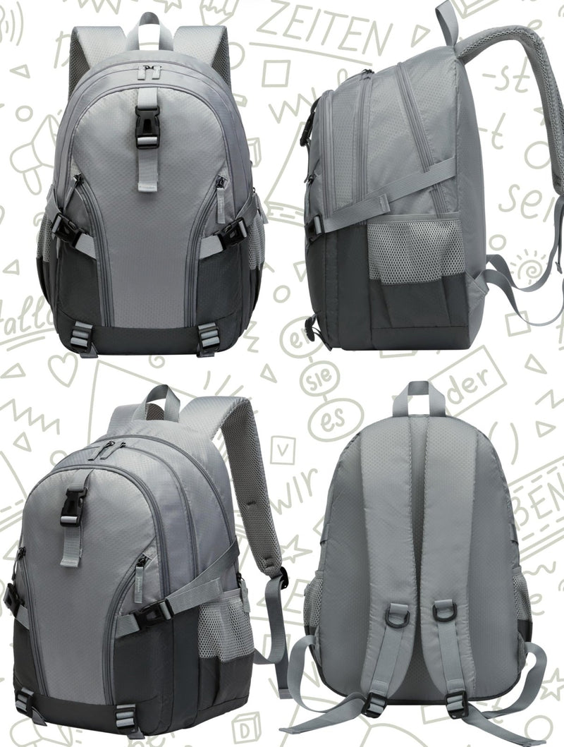 BLUEFAIRY High School Backpack for Girls Boys Middle School Bookbag for Kids Back to School Bag for College with Large Compartment Casual Daypack Mochilas para Niñas Adolescentes 18" Ash Grey