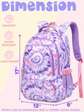 BLUEFAIRY Kids Backpack for Girls Elementary Primary Middle School Bag for Aged 8 - 10 for Teens Childs Bookbag Back to School Bag Mochilas Escolares para Niñas de 7 8 9 10 Tie - dye Purple