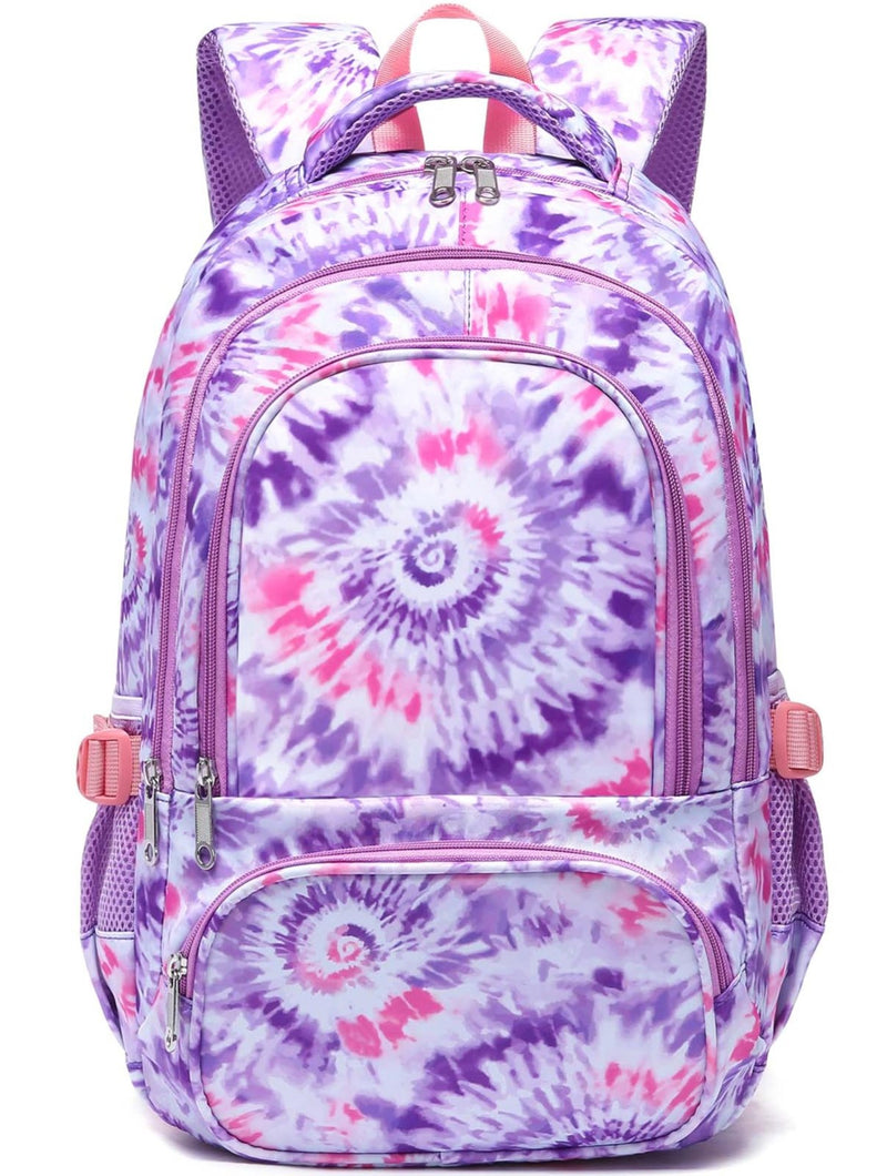 BLUEFAIRY Kids Backpack for Girls Elementary Primary Middle School Bag for Aged 8 - 10 for Teens Childs Bookbag Back to School Bag Mochilas Escolares para Niñas de 7 8 9 10 Tie - dye Purple