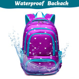 BLUEFAIRY Kids Backpack for Girls Primary Elementary School Bag Bookbag for Childs Book Bag Mochilas Escolares para Niñas de 4 - 6 Back to School Cute Gifts 17" Heart Print/Purple