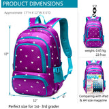 BLUEFAIRY Kids Backpack for Girls Primary Elementary School Bag Bookbag for Childs Book Bag Mochilas Escolares para Niñas de 4 - 6 Back to School Cute Gifts 17" Heart Print/Purple