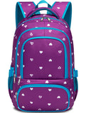 BLUEFAIRY Kids Backpack for Girls Primary Elementary School Bag Bookbag for Childs Book Bag Mochilas Escolares para Niñas de 4 - 6 Back to School Cute Gifts 17" Heart Print/Purple