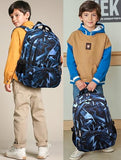 BLUEFAIRY Kids School Backpack for Boys Girls Ages 6-8 8-10 10-12 Elementary Middle School Book Bags with Laptop Compartment Mochilas Escolares para Niños Niñas de 8 10 12 Años (Blue, Geometric)